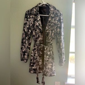 Black and white button up/tied trench coat - new!